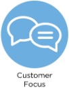 Chat bubble icons for customer focus value